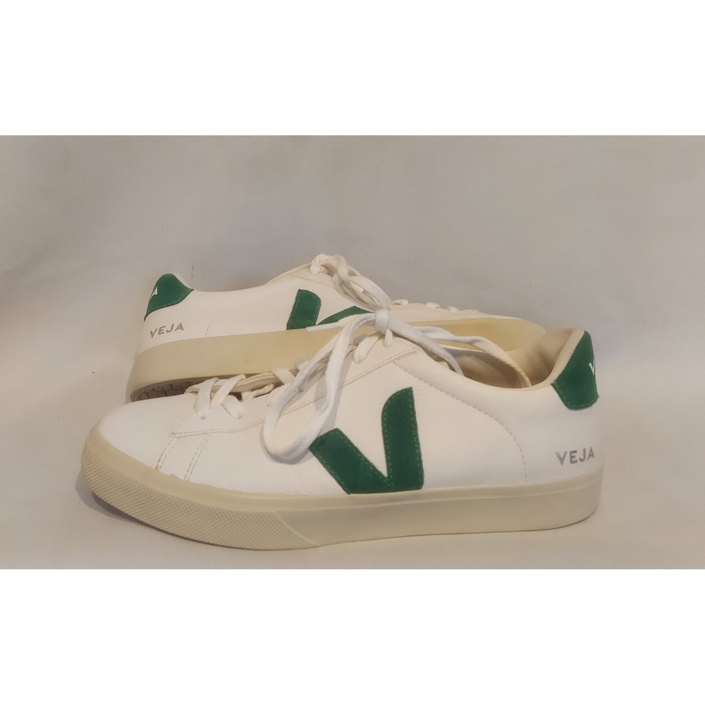 Veja Mens White Emeraude (Emerald Green) Campo Leather Sneakers Shoes Size 11